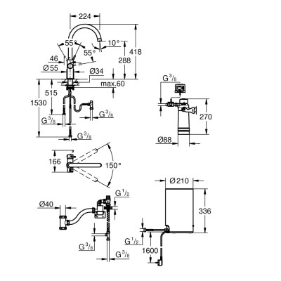 GROHE Red Duo med Krom vandhane i C-tud - Str. M kedel